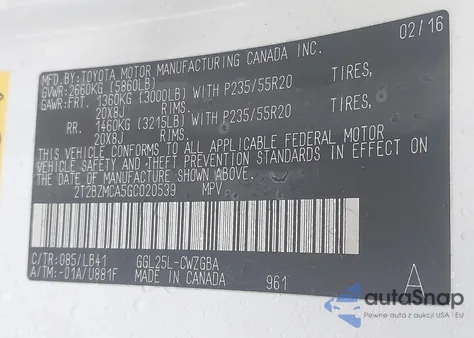 2016 Lexus Rx 350 from USA, damaged, VIN 2T2BZMCA5GC020539